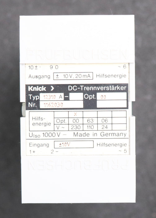 Bild des Artikels KNICK-DC-Trennverstärker-Typ-12310A-Ausgang-10V-20mA-Eingang-10V-Opt.-00-230VAC