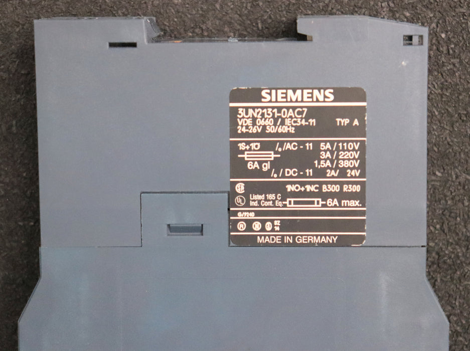 Bild des Artikels SIEMENS-Motorschutzrelais-3UN2131-0AC7-24-26V-50/60Hz-Typ-A-max.-6A-gebraucht