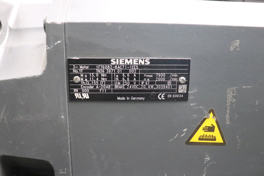 Bild des Artikels SIEMENS-Servomotor-1FT6082-8AC71-1EE5-13Nm-UiN=250V-max.-7900U/min