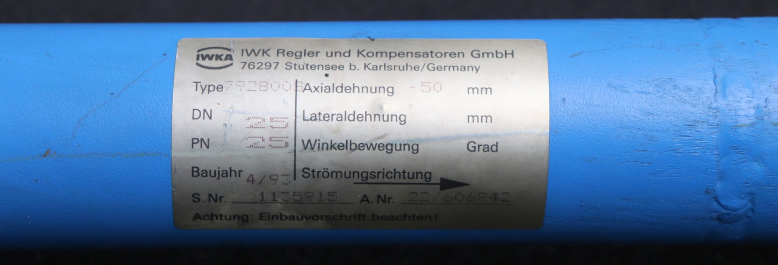 Bild des Artikels IWKA-/-BOA-Stahl-Axialkompensator-792800S-DN25-PN25-Axialdehnung--50mm