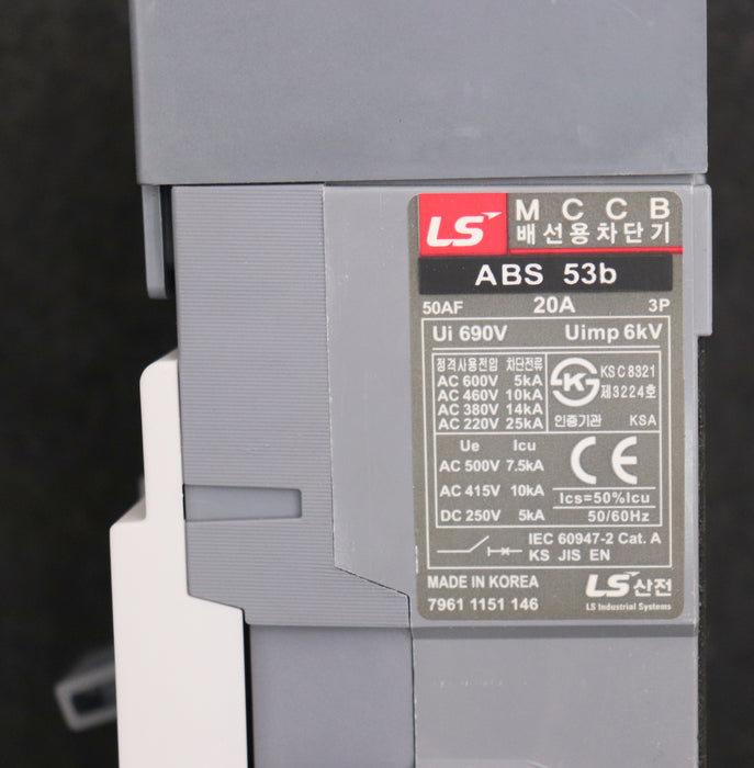 Bild des Artikels META-MEC-Lasttrennschalter-MCCB-ABS-53b-20A-Ui-690V-Uimp-6kV-gebraucht