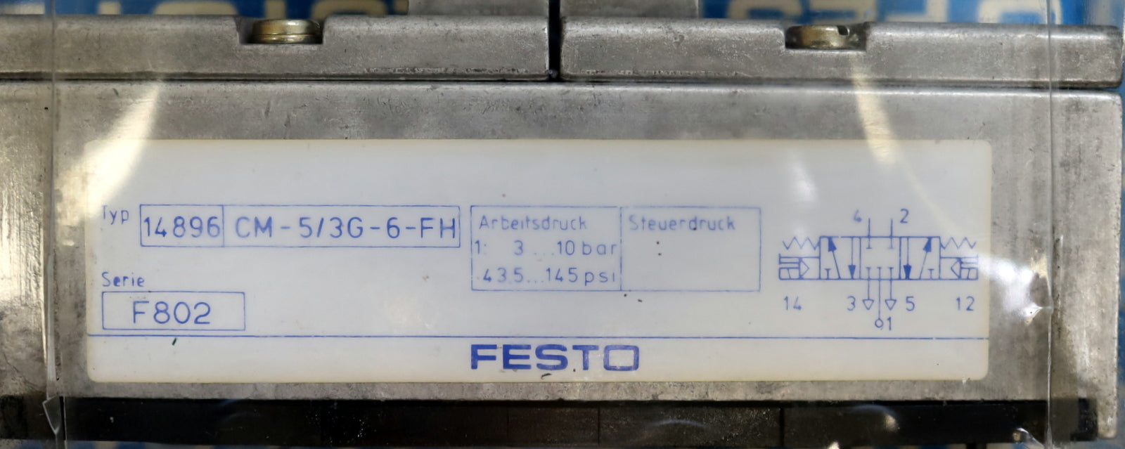 FESTO Magnetventil Solenoid Valve CM-5/3G-6-FH Type 14896 Arbeitsdruck 3-10bar